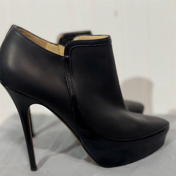 Jimmy Choo Black Leather Platform Ankle Booties Heels Size 39 EU / 8.5 US - Picture 5 of 10